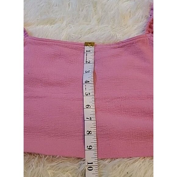 Jens Pirate Booty For Free People Pink Tie Back Puff Sleeve Crop Top See Descrip - Picture 9 of 10